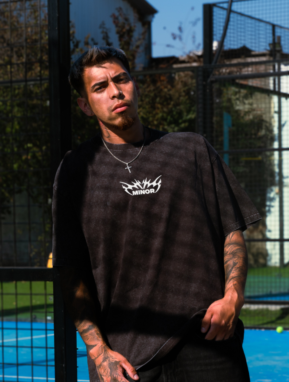 Polera Oversize - Acid Wash (Logo) Blanco