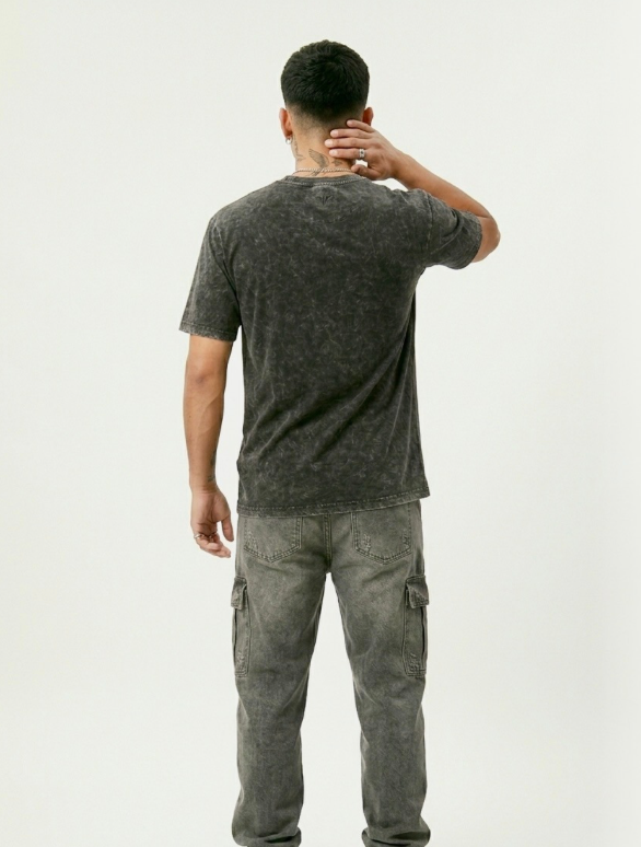 Polera Oversize - Acid Wash (Logo) Negro