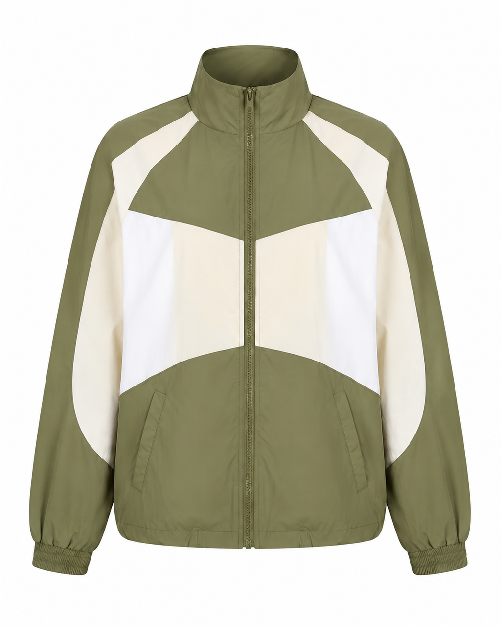 Chaqueta Corta Viento — Verde con Blanco — frente