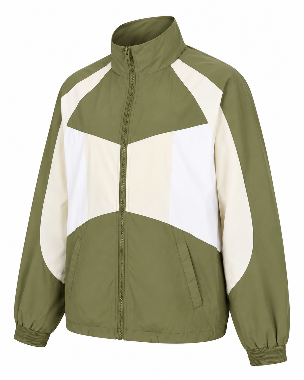 Chaqueta Corta Viento — Verde con Blanco — tres cuartos